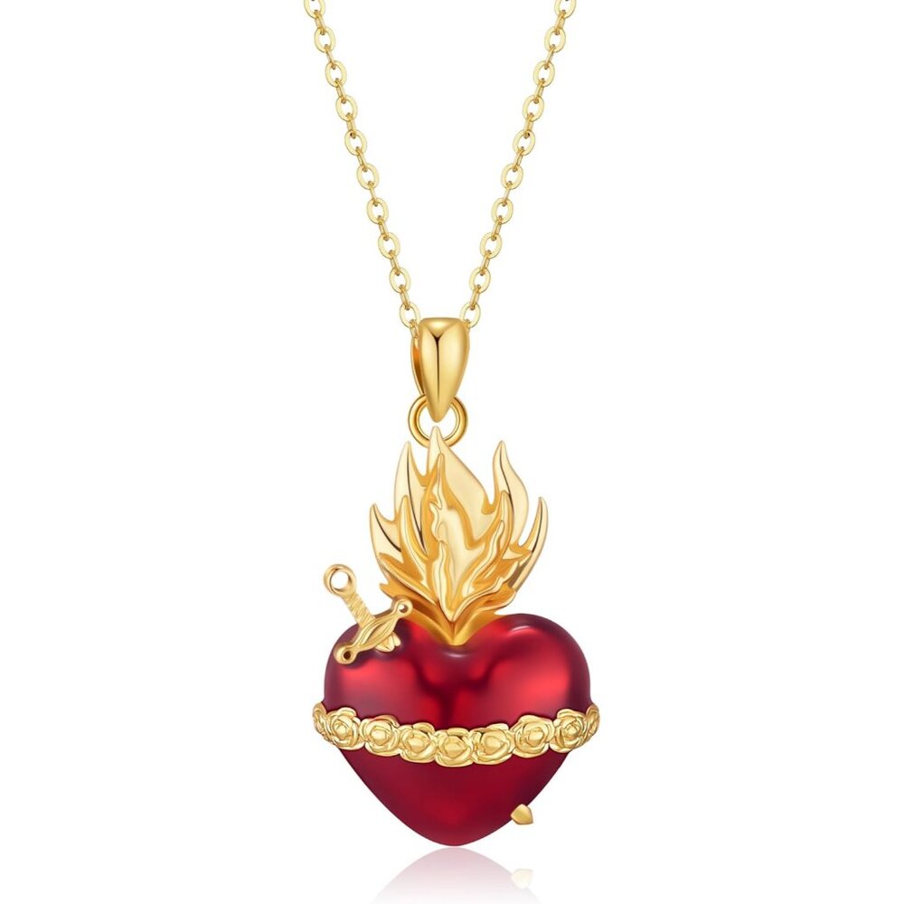 Sacred Heart of Jesus/of Mary Necklace for Women Catholic Christmas Jewelry Gift